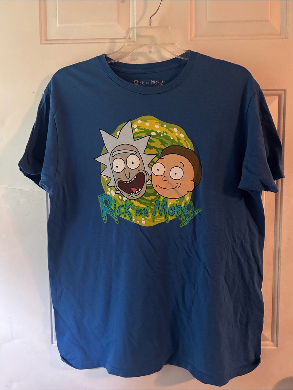 Ripple Junction Blue Rick and Morty Portal Tee with Green Accents xl